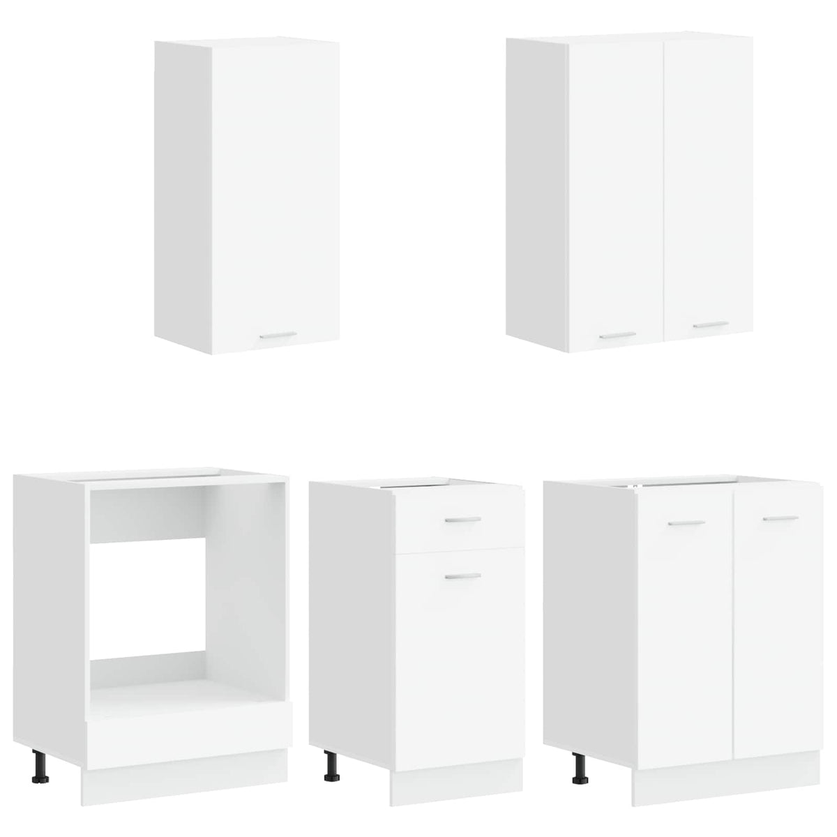 vidaXL Keukenblok LYON 5 pcs Wit Bewerkt hout
