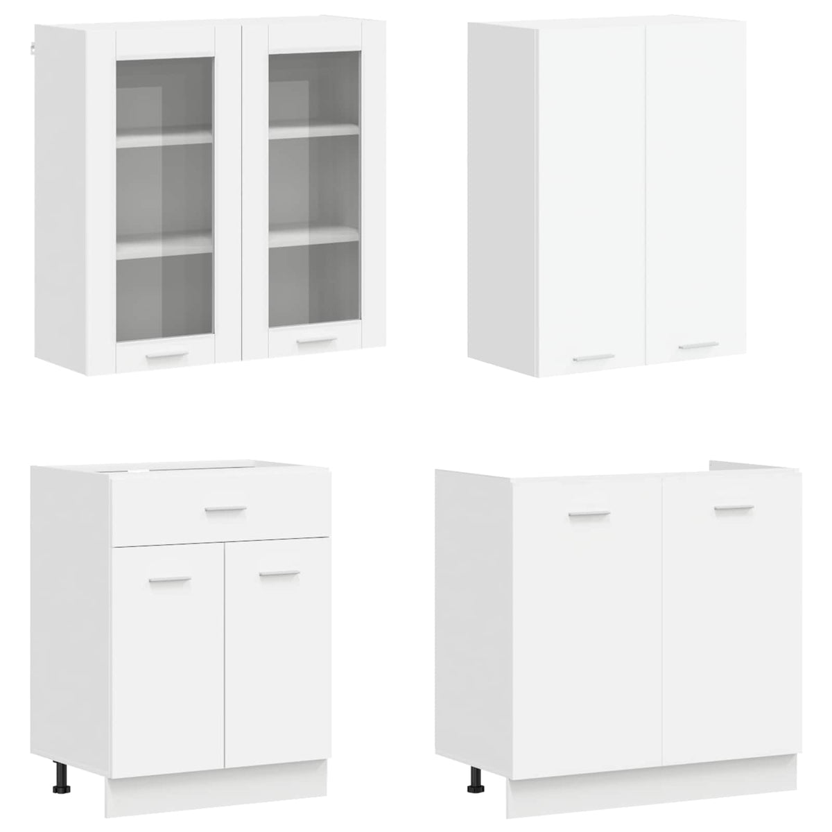 vidaXL Keuken Eenheid LYON 8 pcs Wit Bewerkt hout