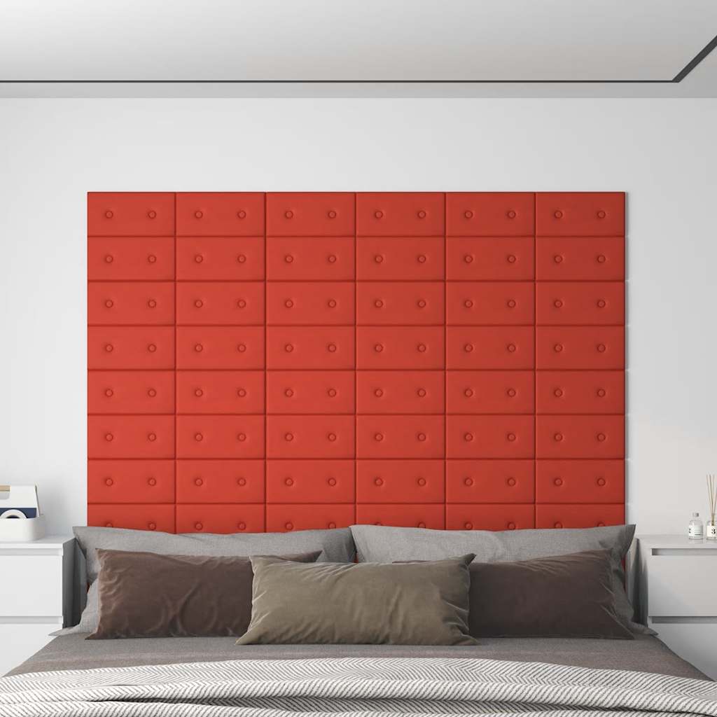 vidaXL Wandpanelen 12 st 1,08 m² 60x15 cm kunstleer wijnrood