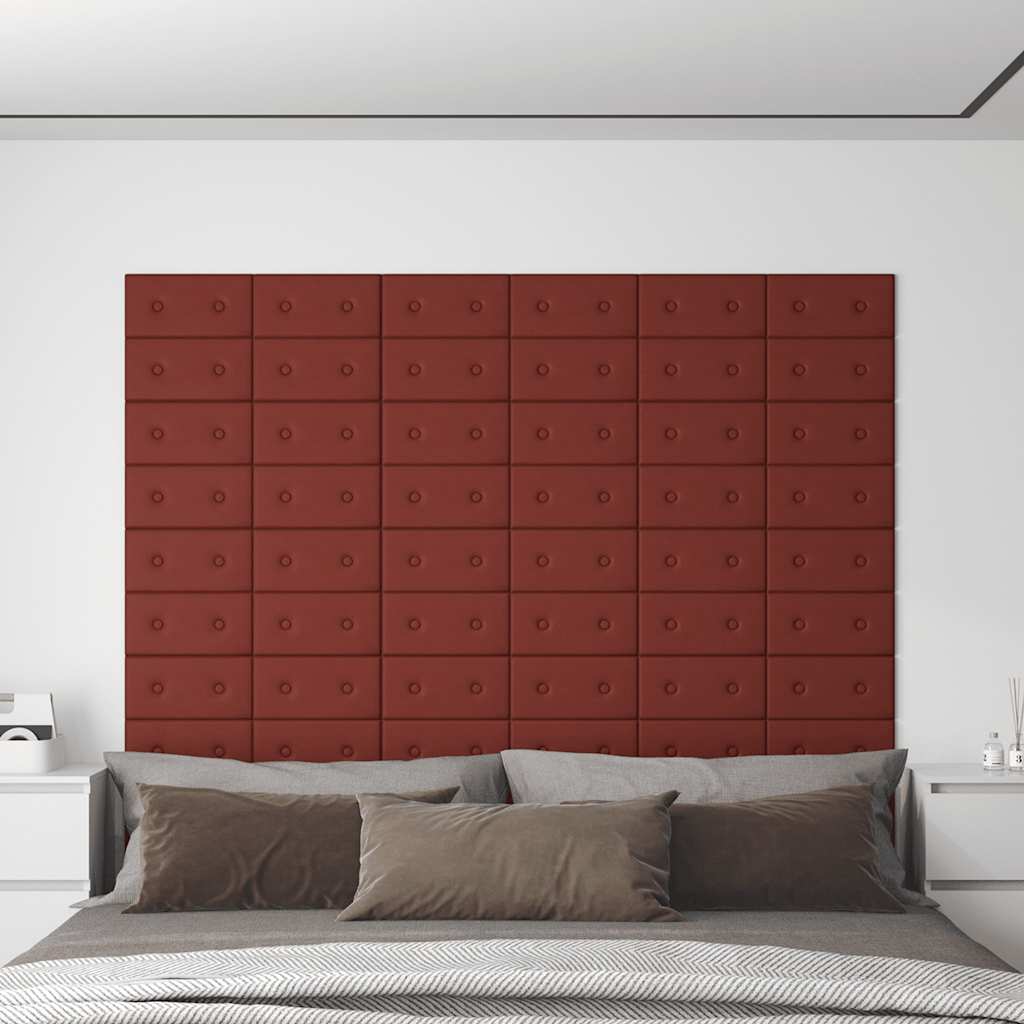 vidaXL Wandpanelen 12 st 1,08 m² 60x15 cm kunstleer wijnrood