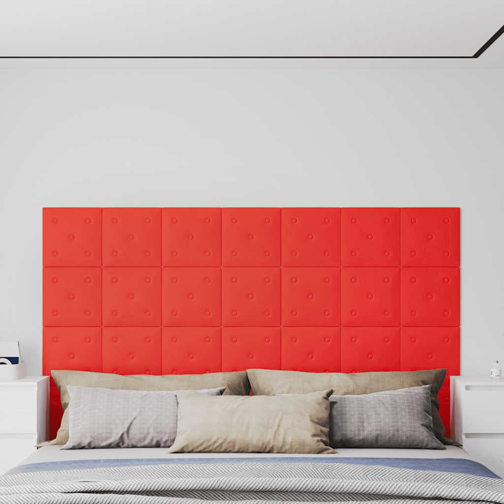 vidaXL Wandpanelen 12 st 1,08 m² 60x15 cm kunstleer wijnrood
