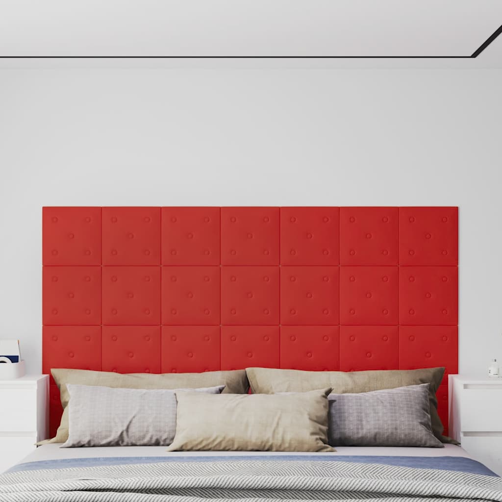 vidaXL Wandpanelen 12 st 1,08 m² 60x15 cm kunstleer wijnrood