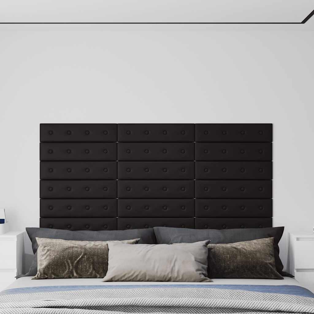 vidaXL Wandpanelen 12 st 1,08 m² 60x15 cm kunstleer wijnrood