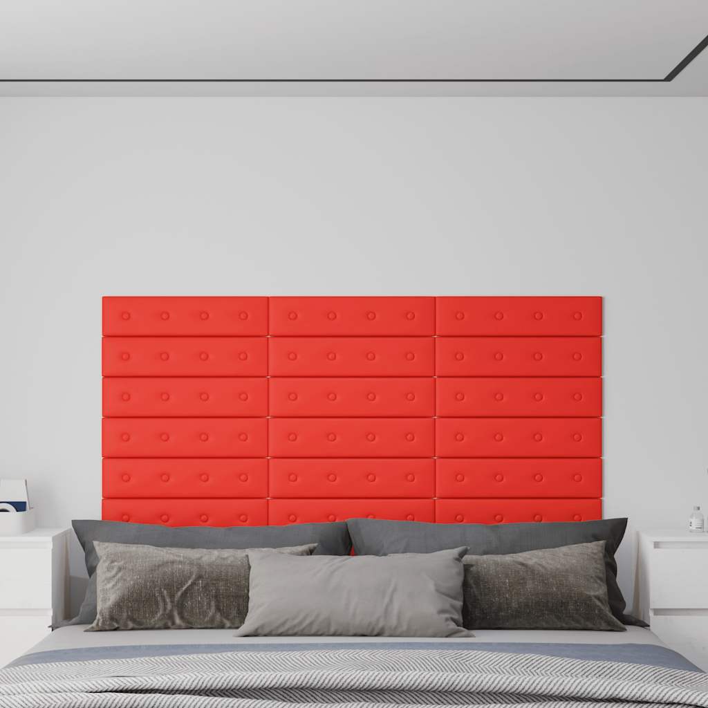 vidaXL Wandpanelen 12 st 1,08 m² 60x15 cm kunstleer wijnrood