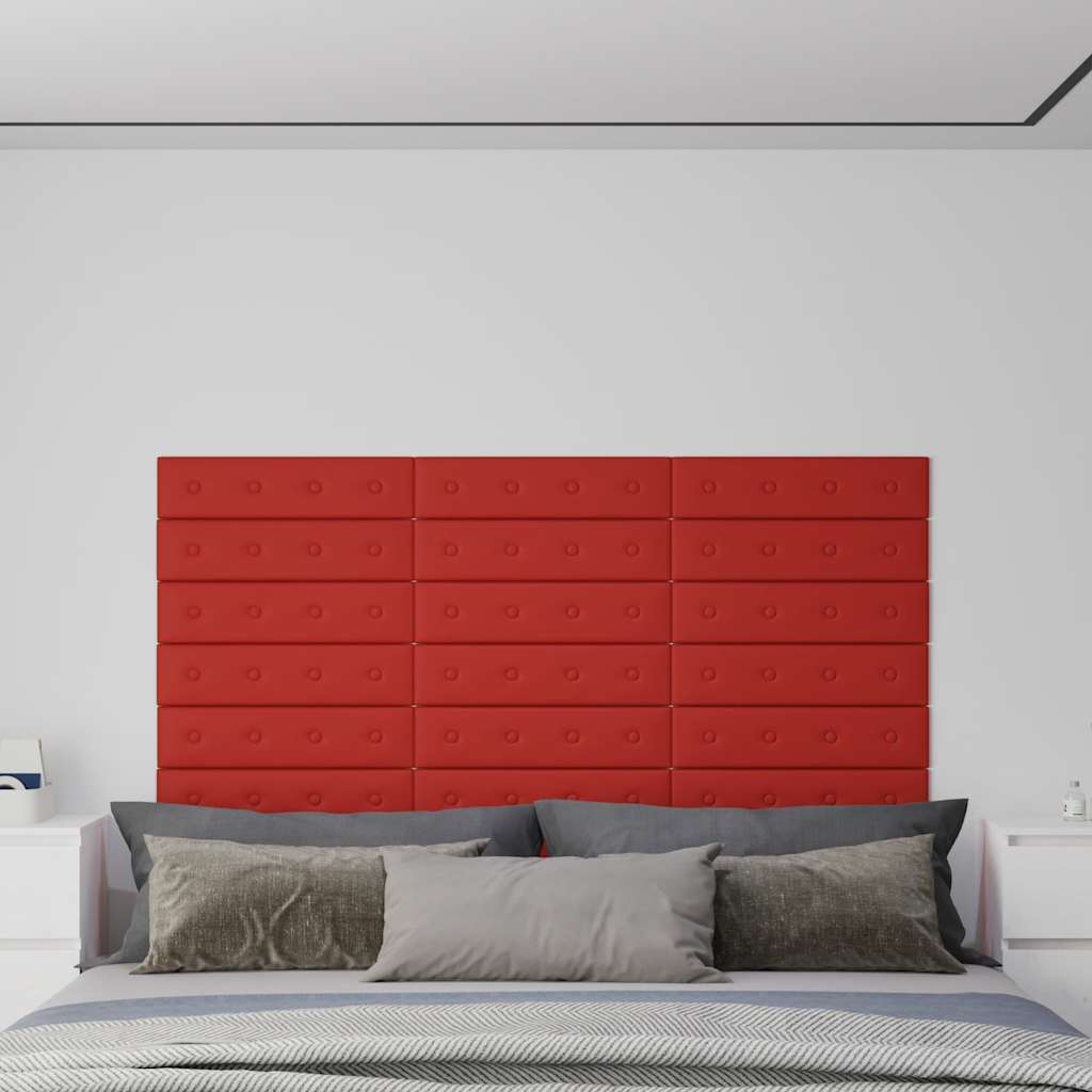vidaXL Wandpanelen 12 st 1,08 m² 60x15 cm kunstleer wijnrood