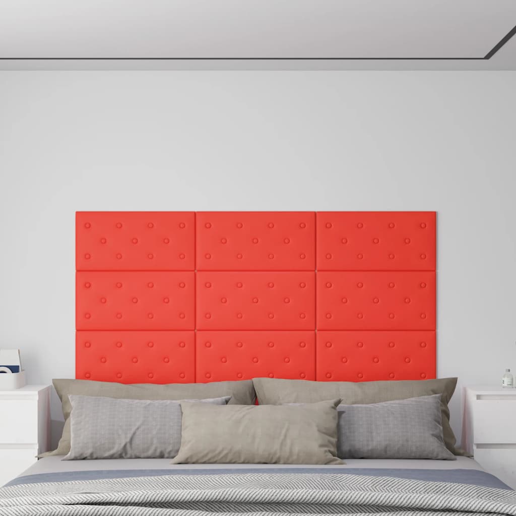 vidaXL Wandpanelen 12 st 1,08 m² 60x15 cm kunstleer wijnrood