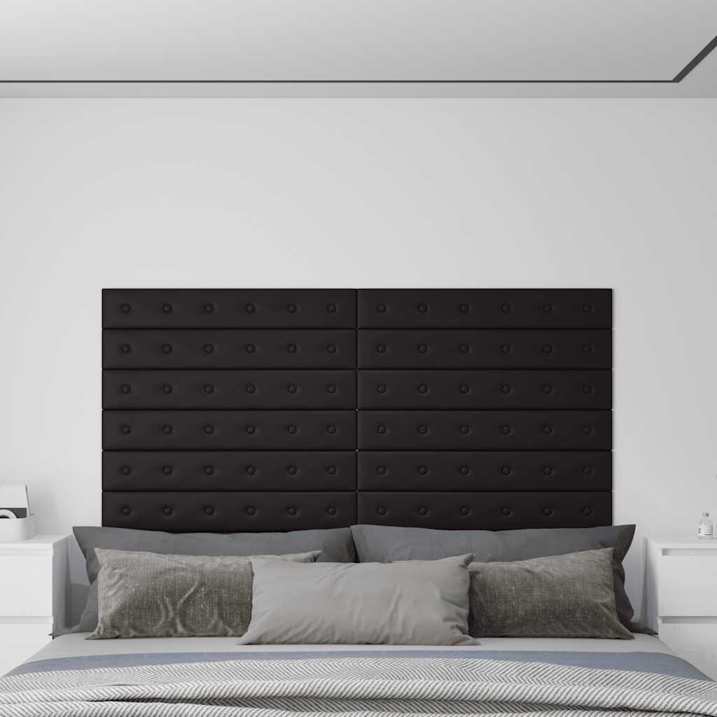 vidaXL Wandpanelen 12 st 1,08 m² 60x15 cm kunstleer wijnrood