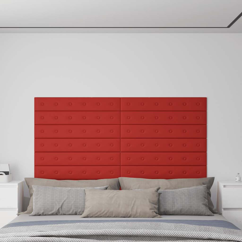 vidaXL Wandpanelen 12 st 1,08 m² 60x15 cm kunstleer wijnrood