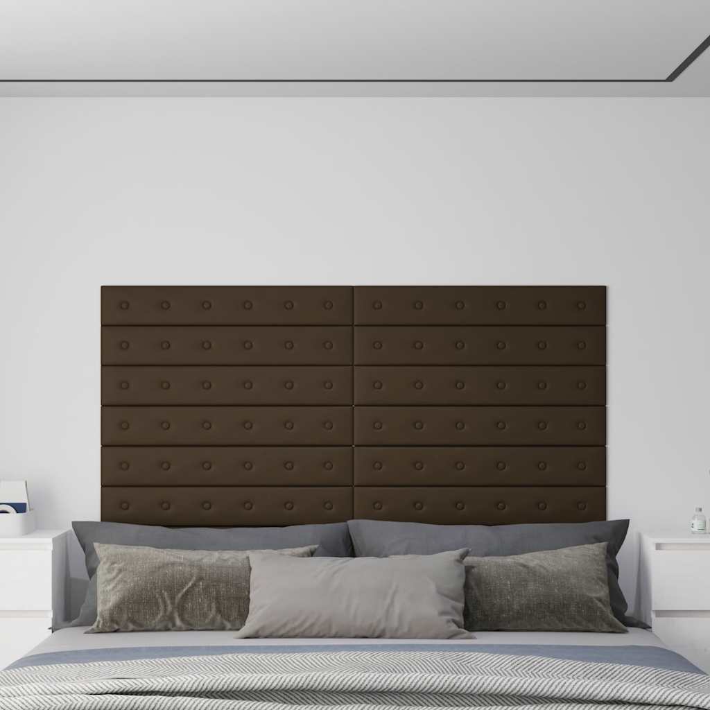 vidaXL Wandpanelen 12 st 1,08 m² 60x15 cm kunstleer wijnrood