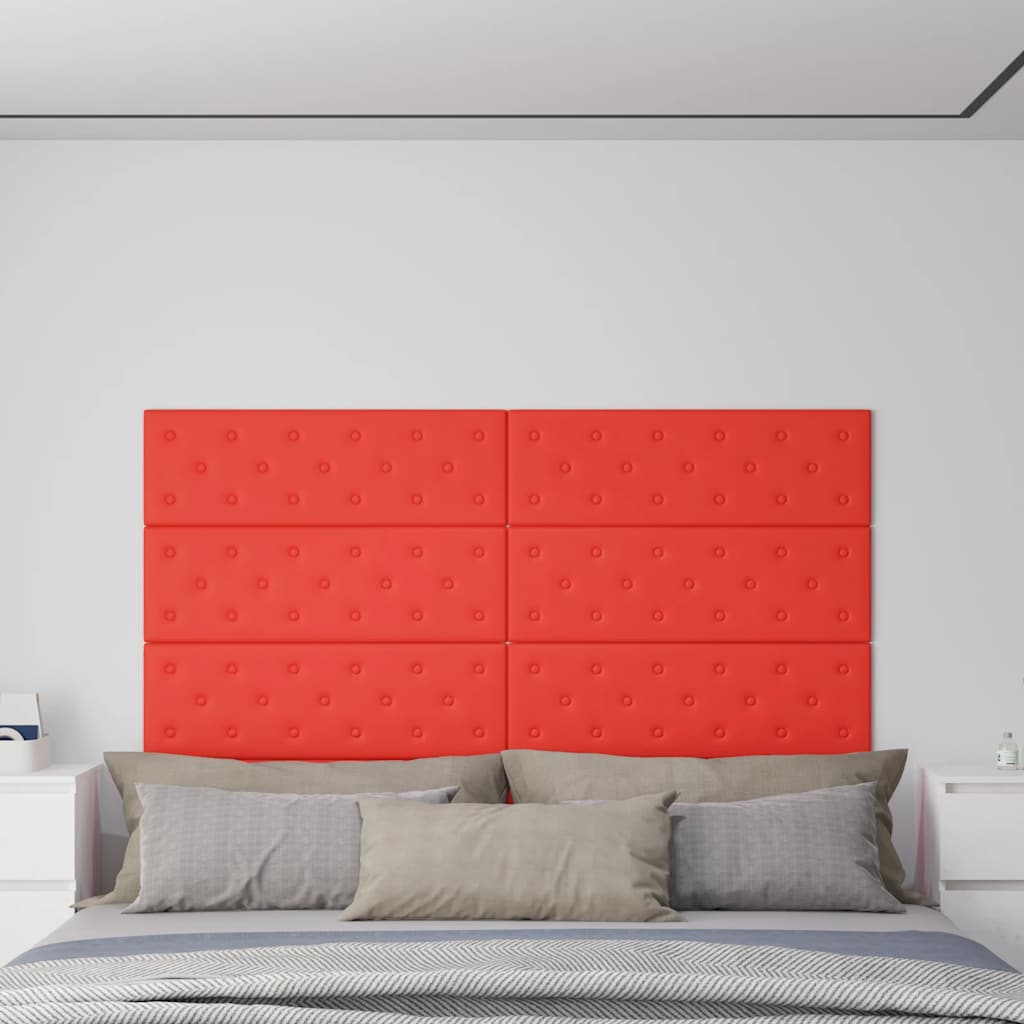 vidaXL Wandpanelen 12 st 1,08 m² 60x15 cm kunstleer wijnrood