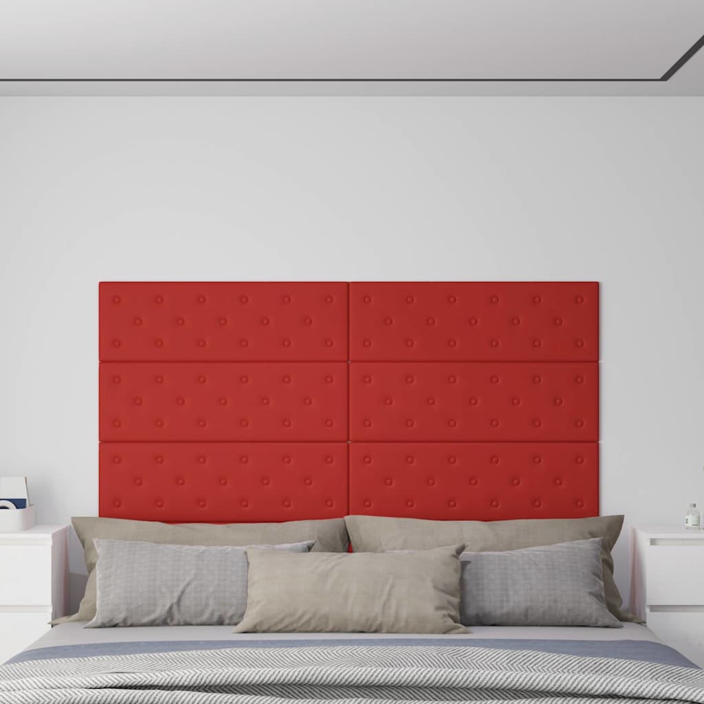 vidaXL Wandpanelen 12 st 1,08 m² 60x15 cm kunstleer wijnrood