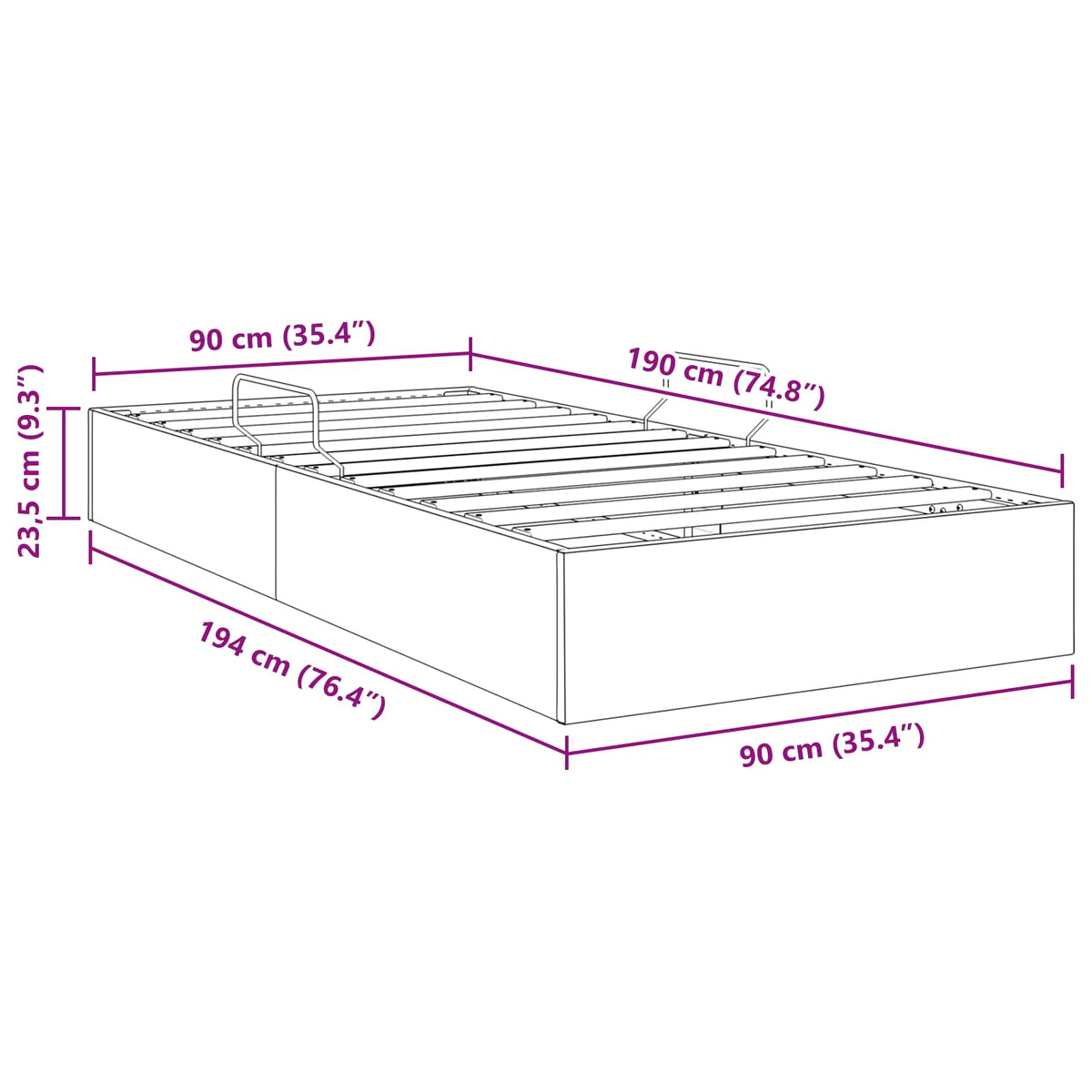 vidaXL Ottoman Bedframe met Opslag met opslag Fluweel