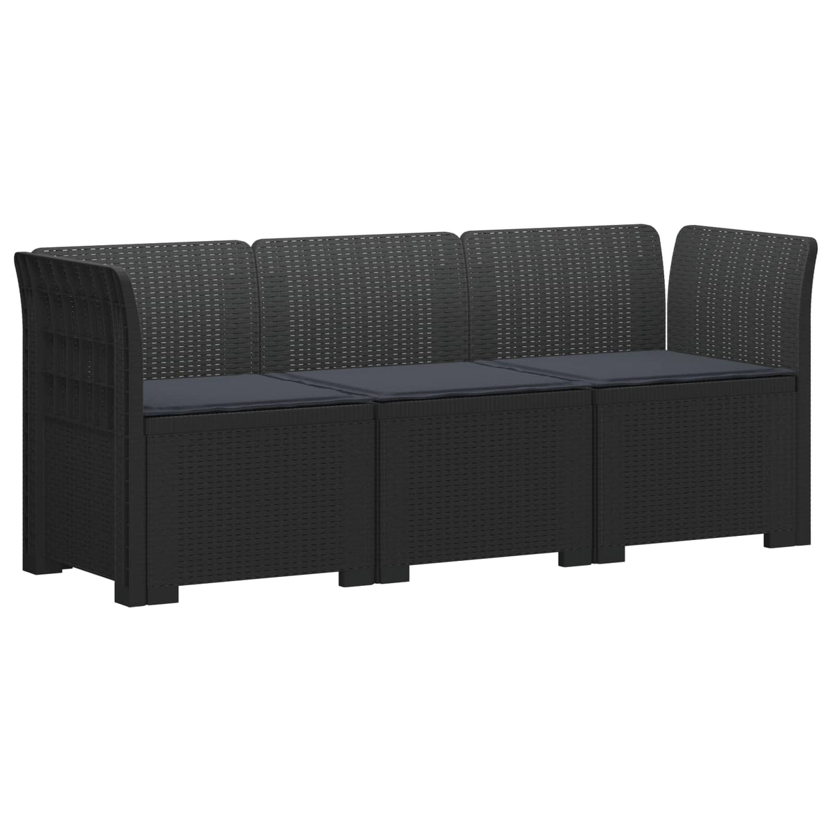vidaXL 3-Zits Tuin Sofa Rattan Look PP Antraciet