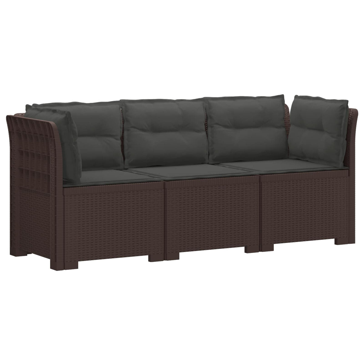 vidaXL 3-Zits Tuin Sofa Rattan Look PP Antraciet