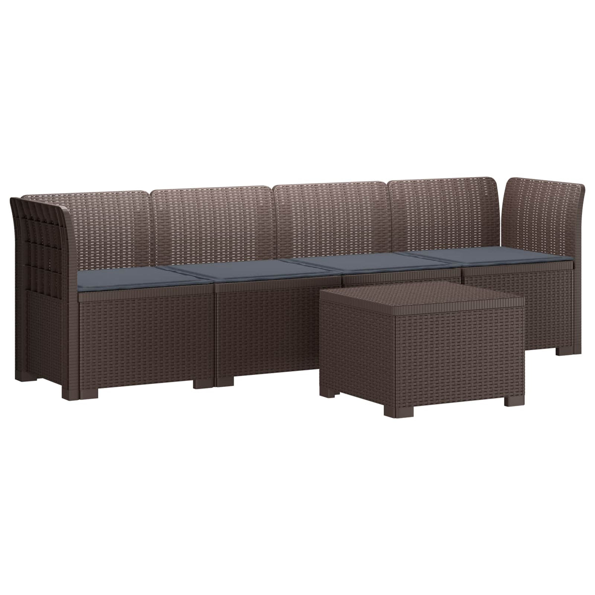 vidaXL 4-Persoons Tuin Sofa Rieten Look PP Antraciet