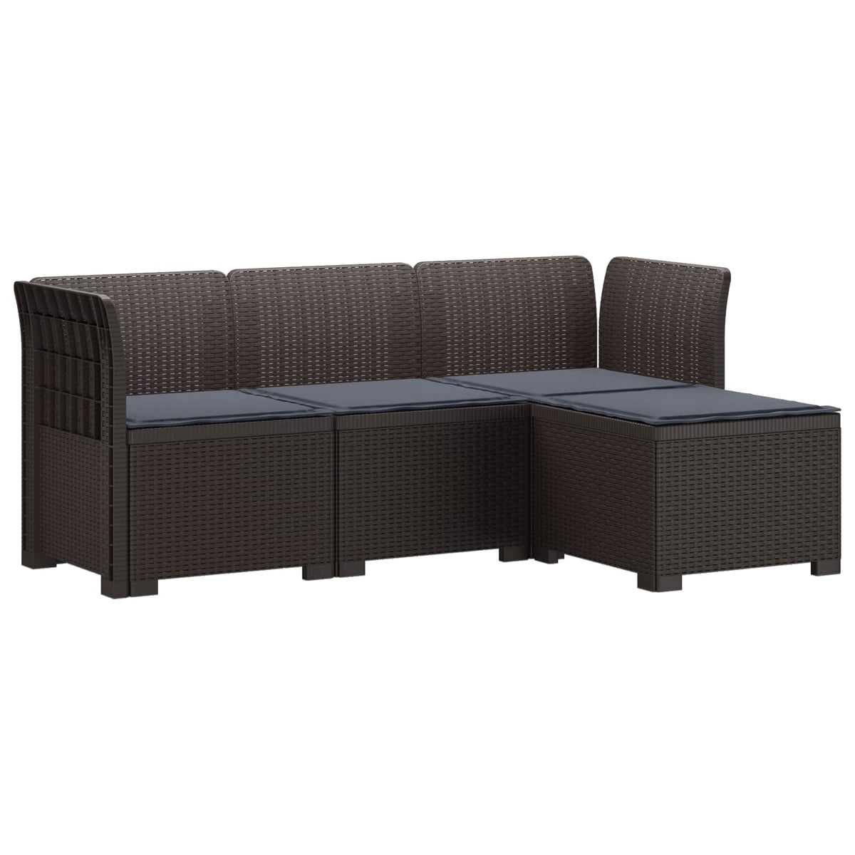 vidaXL 4-Persoons Tuinbank Rieten Look PP Antraciet