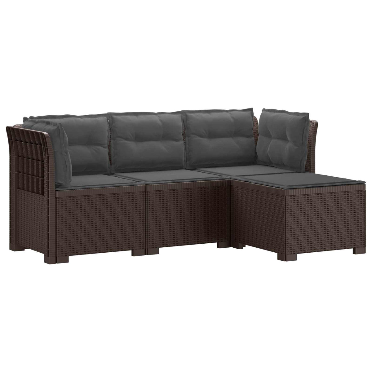 vidaXL 4-Persoons Tuinbank Rieten Look PP Antraciet