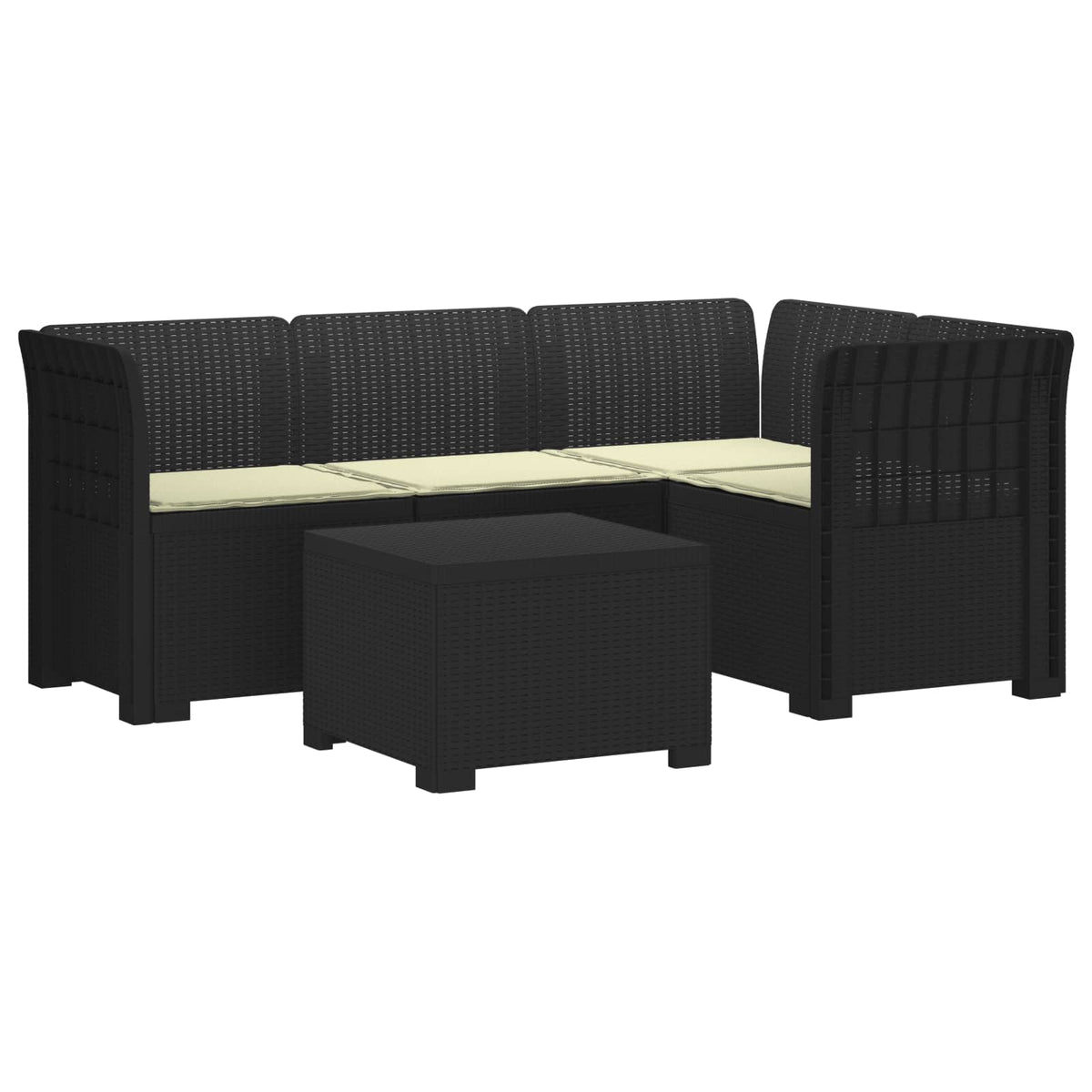 vidaXL 4-Persoons Tuinbank Rieten Look PP Antraciet