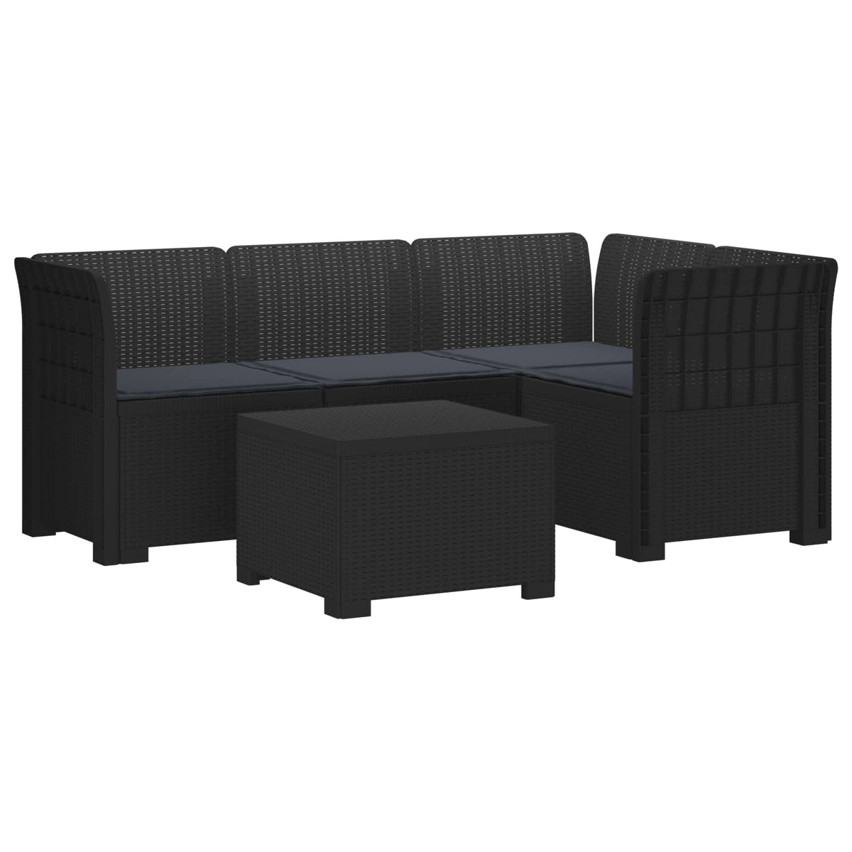 vidaXL 4-Persoons Tuinbank Rieten Look PP Antraciet