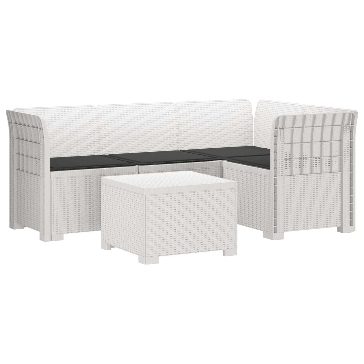 vidaXL 4-Persoons Tuinbank Rieten Look PP Antraciet
