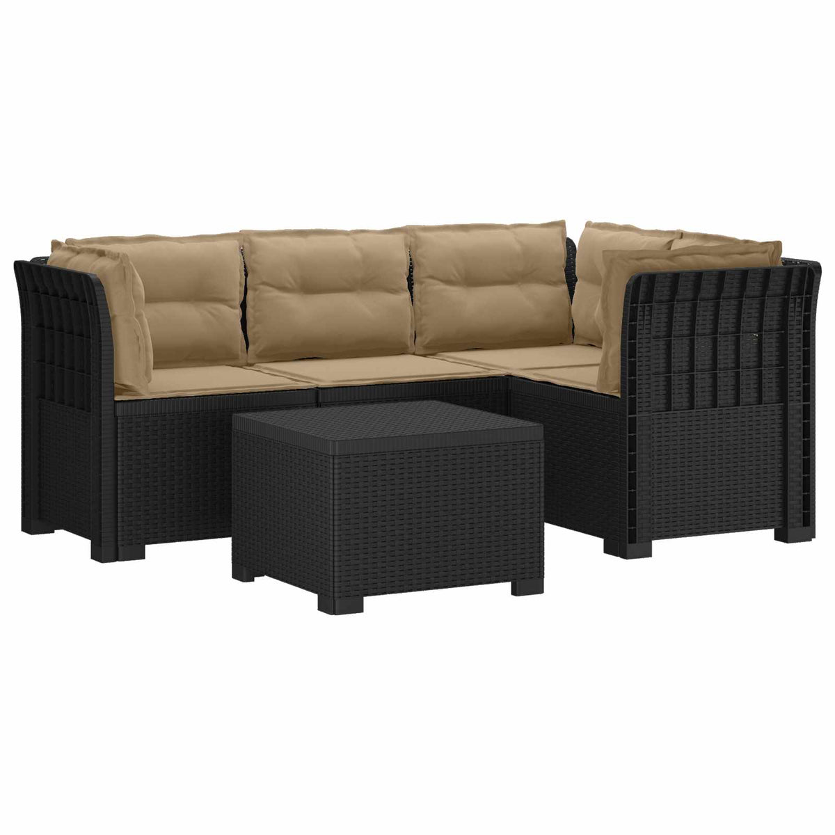 vidaXL 4-Persoons Tuinbank Rieten Look PP Antraciet
