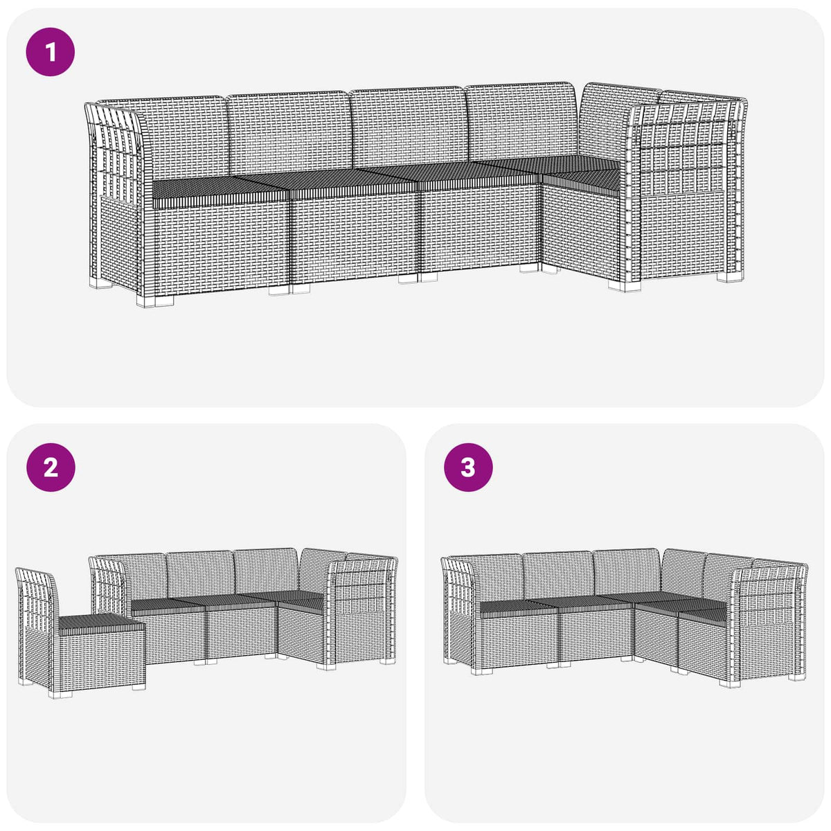 vidaXL 5-Zits Tuin Sofa Rattan Look PP Antraciet