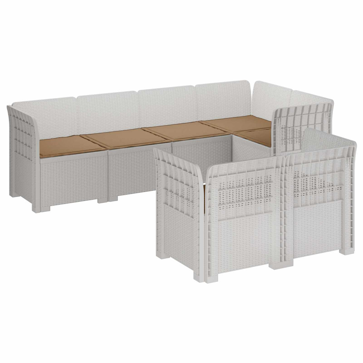 vidaXL 7-Persoons Tuinbank Rieten Look PP Antraciet