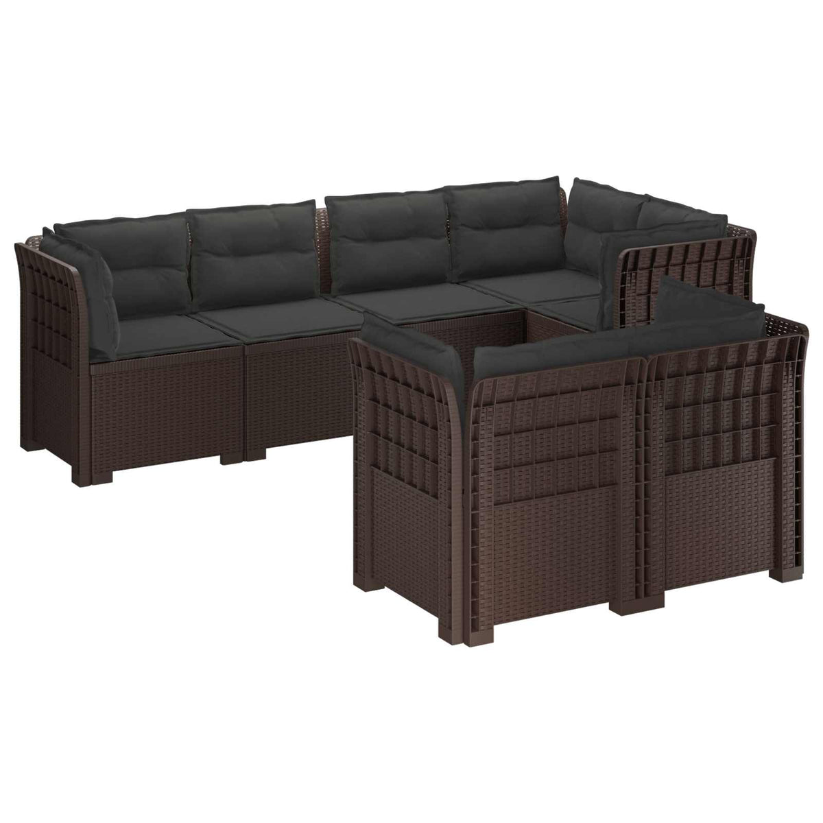 vidaXL 7-Persoons Tuinbank Rieten Look PP Antraciet