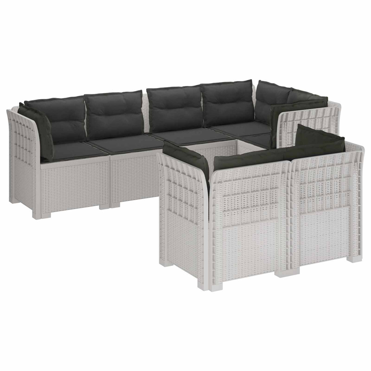 vidaXL 7-Persoons Tuinbank Rieten Look PP Antraciet