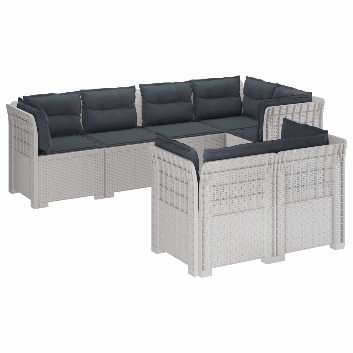 vidaXL 7-Persoons Tuinbank Rieten Look PP Antraciet