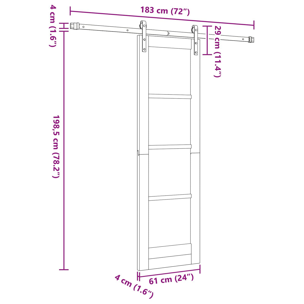 vidaXL Schuifdeur met Hardware Set 61x198.5 cm Massief Hout Grenenhout