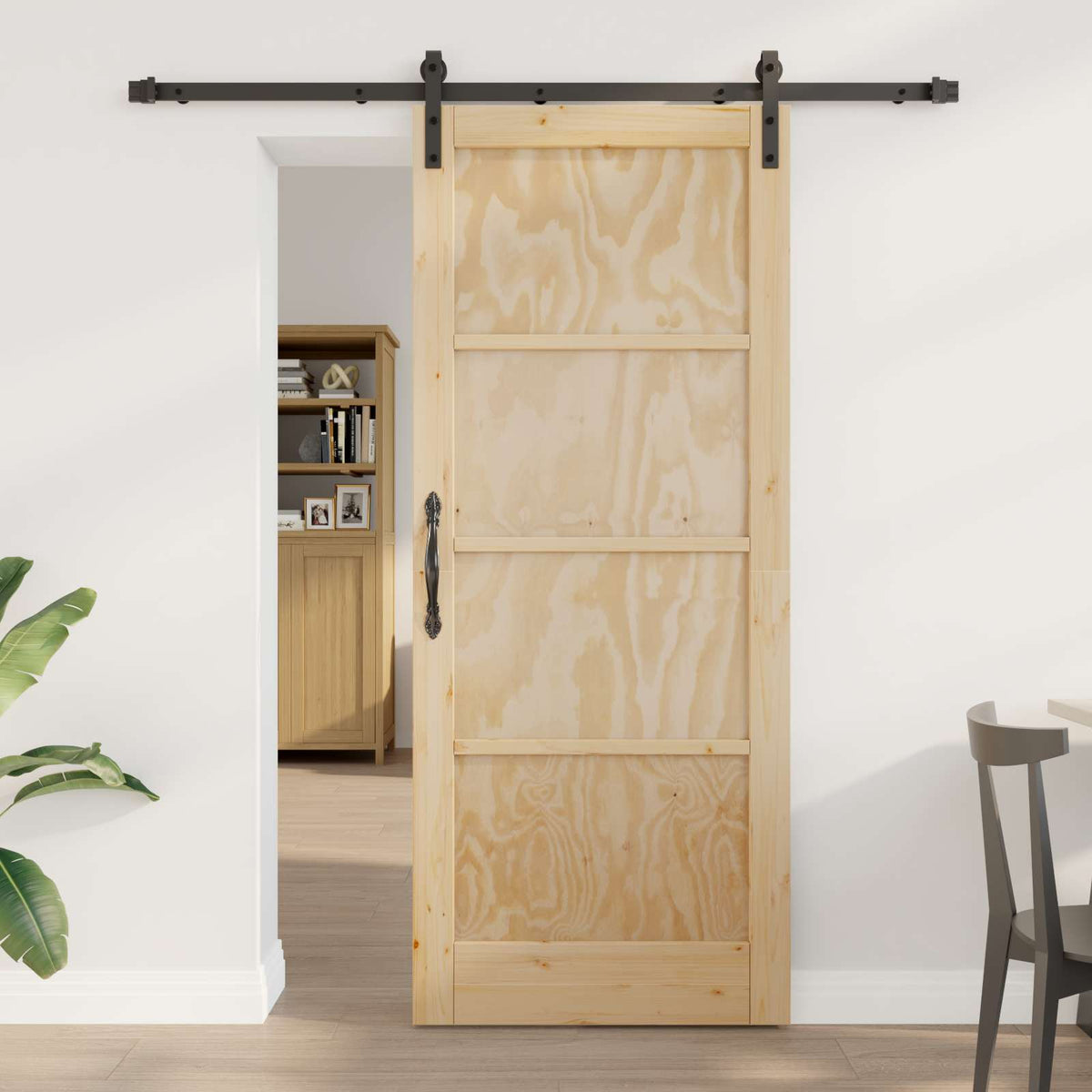 vidaXL Schuifdeur met Hardware Set 61x198.5 cm Massief Hout Grenenhout