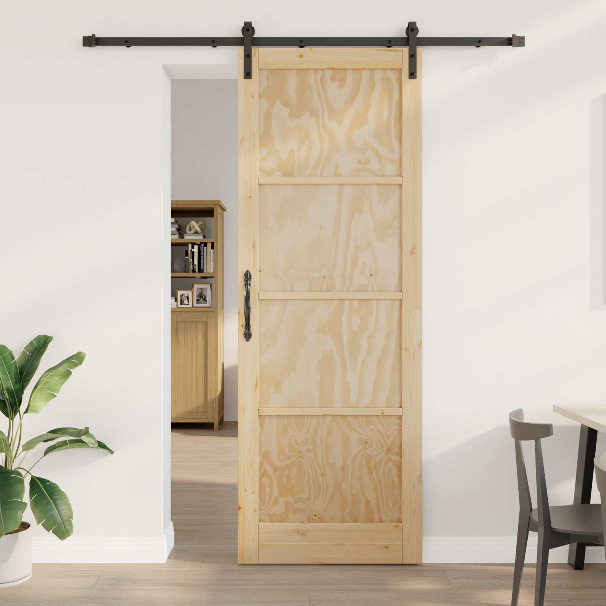 vidaXL Schuifdeur met Hardware Set 61x198.5 cm Massief Hout Grenenhout