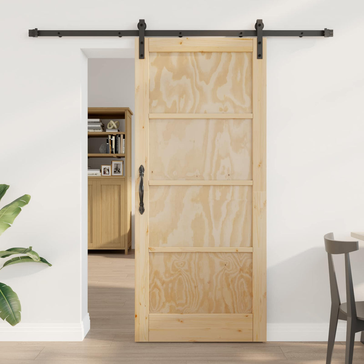vidaXL Schuifdeur met Hardware Set 61x198.5 cm Massief Hout Grenenhout