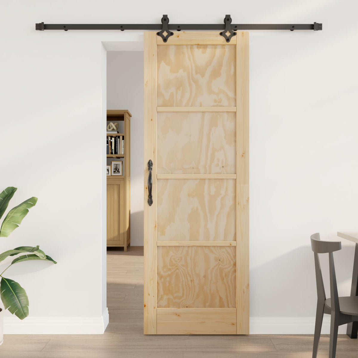vidaXL Schuifdeur met Hardware Set 61x198.5 cm Massief Hout Bordeaux