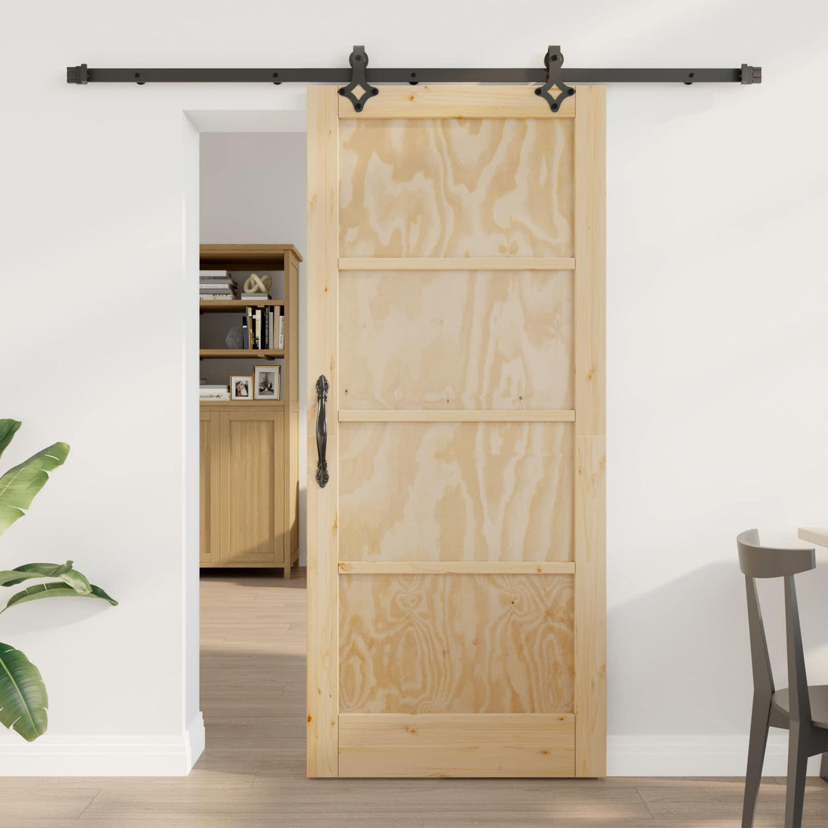 vidaXL Schuifdeur met Hardware Set 61x198.5 cm Massief Hout Bordeaux