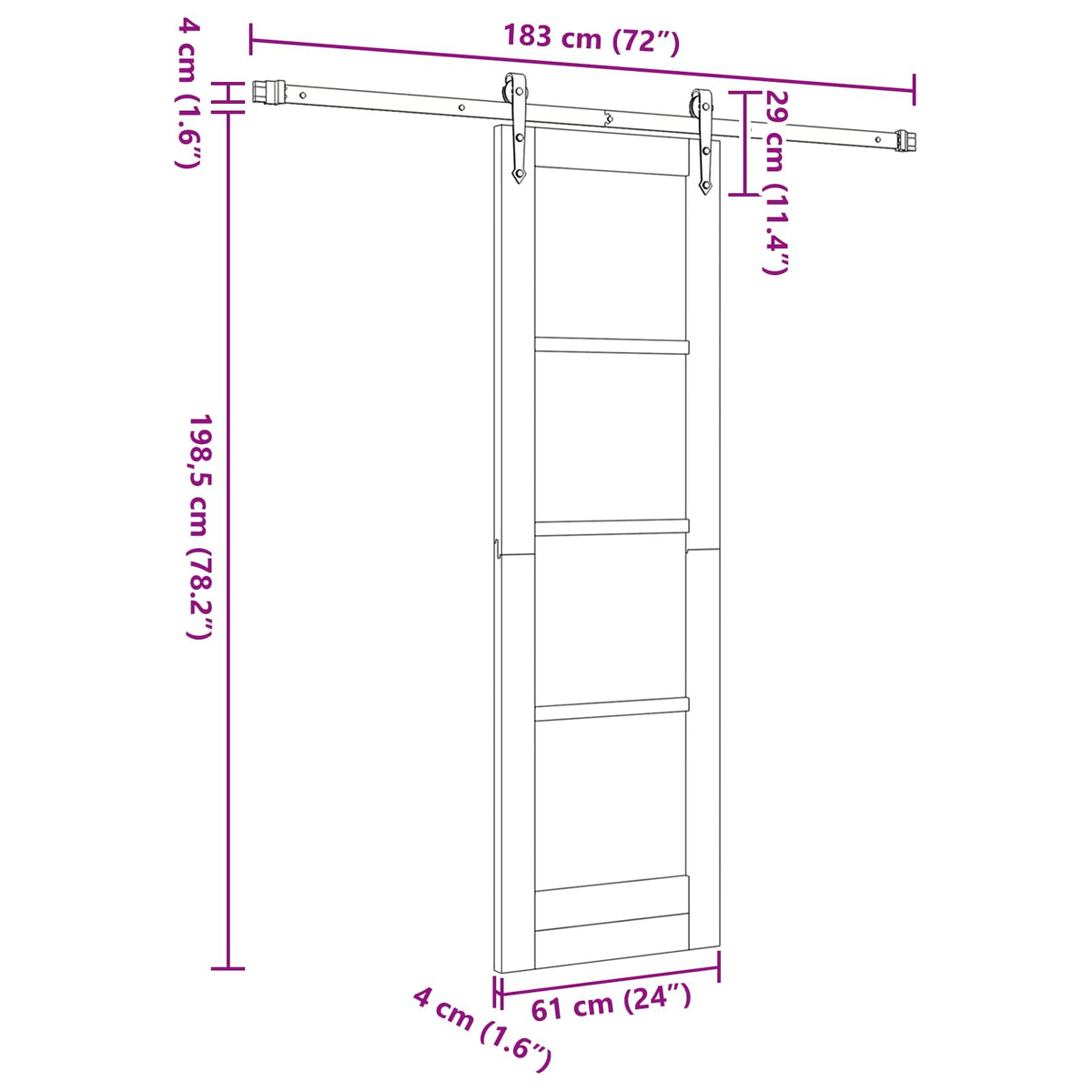 vidaXL Schuifdeur met Hardware Set 61x198,5 cm Massief Grenenhout