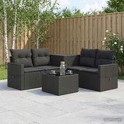 vidaXL Bankstel 6 st Zwart Poly Rattan en Staal