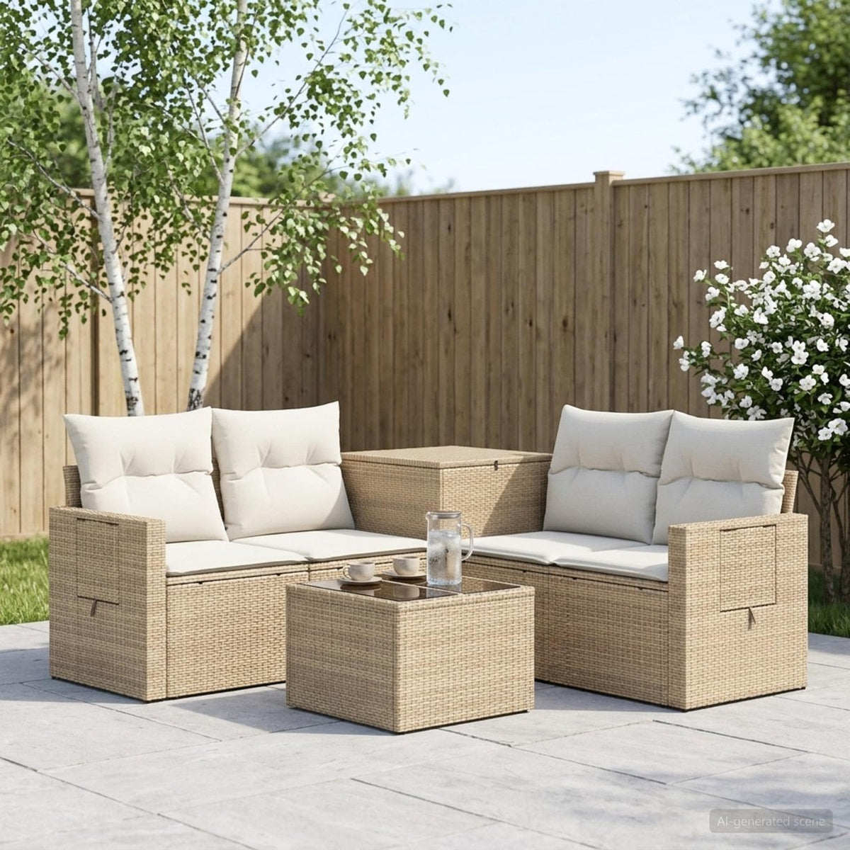 vidaXL Bankstel 6 st Zwart Poly Rattan en Staal