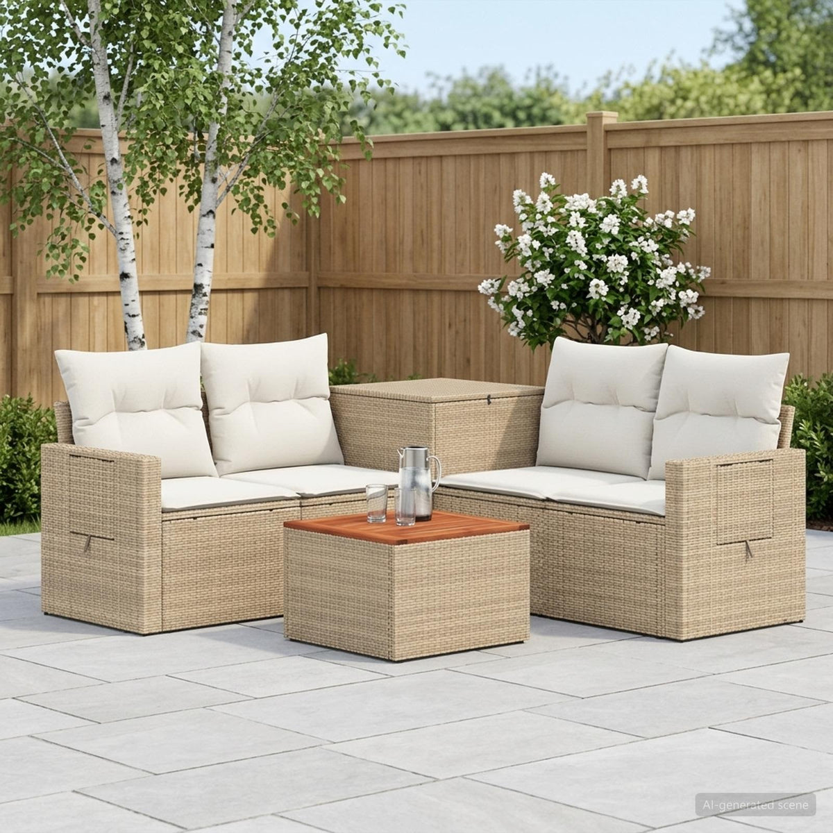 vidaXL Bankstel 6 st Zwart Poly Rattan en Staal
