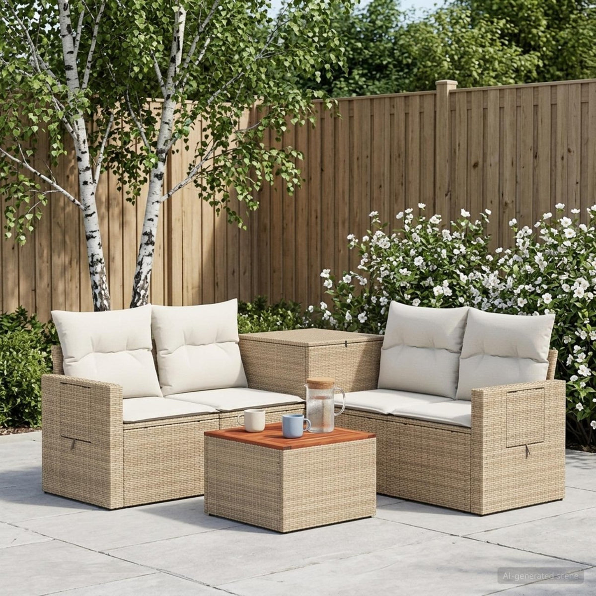 vidaXL Bankstel 6 st Zwart Poly Rattan en Staal