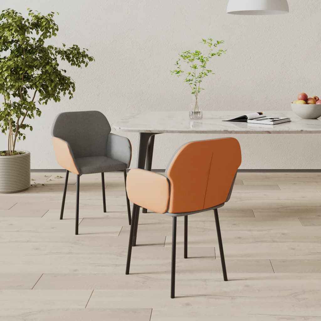 vidaXL Eetkamerstoelen 2 st stof en kunstleer zwart