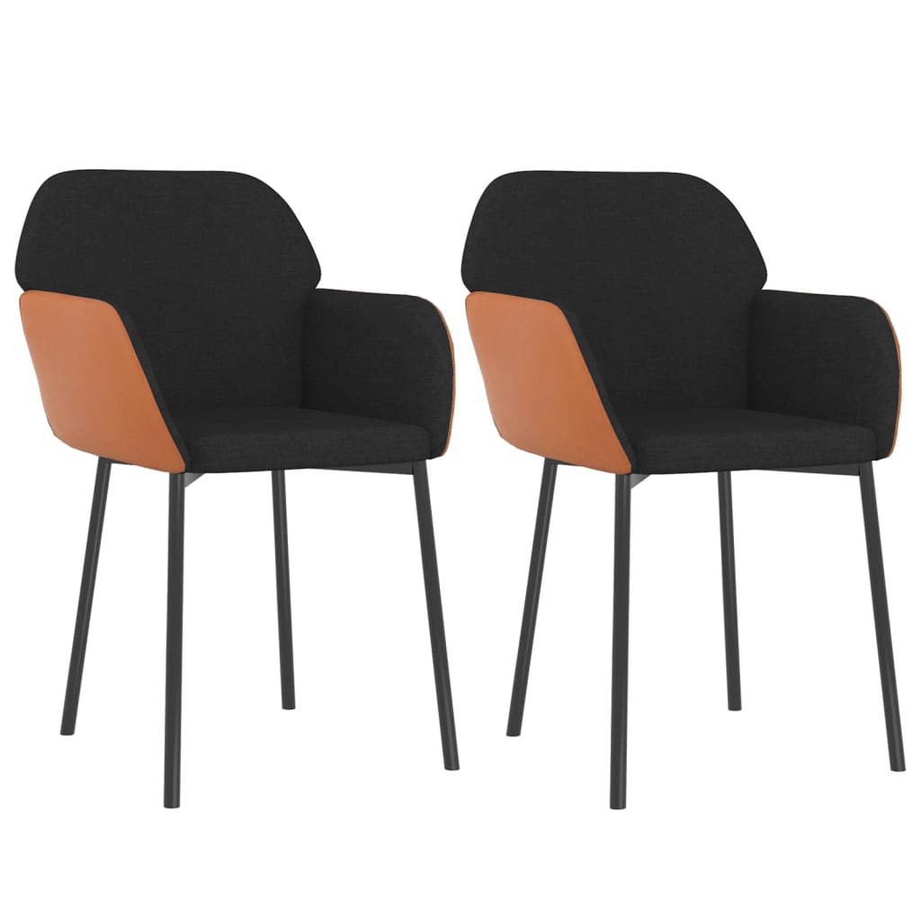 vidaXL Eetkamerstoelen 2 st stof en kunstleer zwart