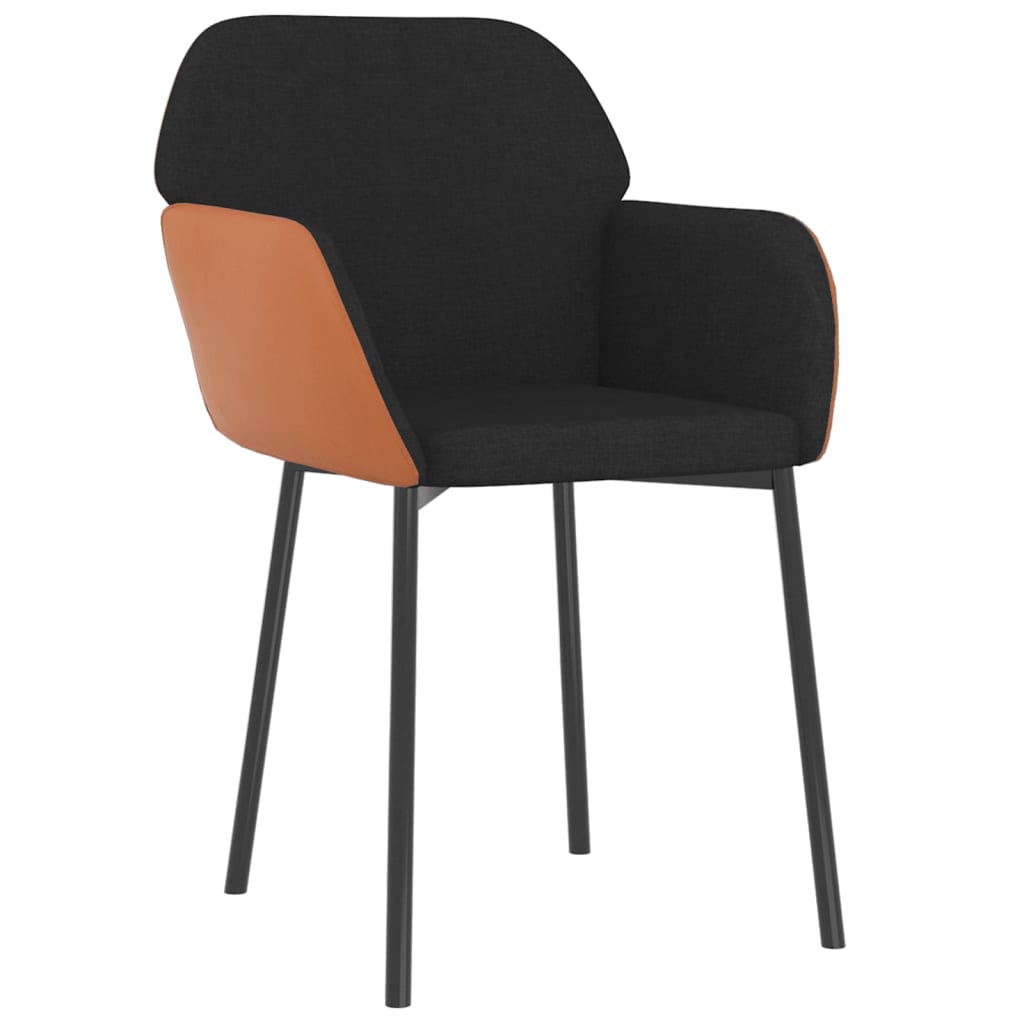 vidaXL Eetkamerstoelen 2 st stof en kunstleer zwart