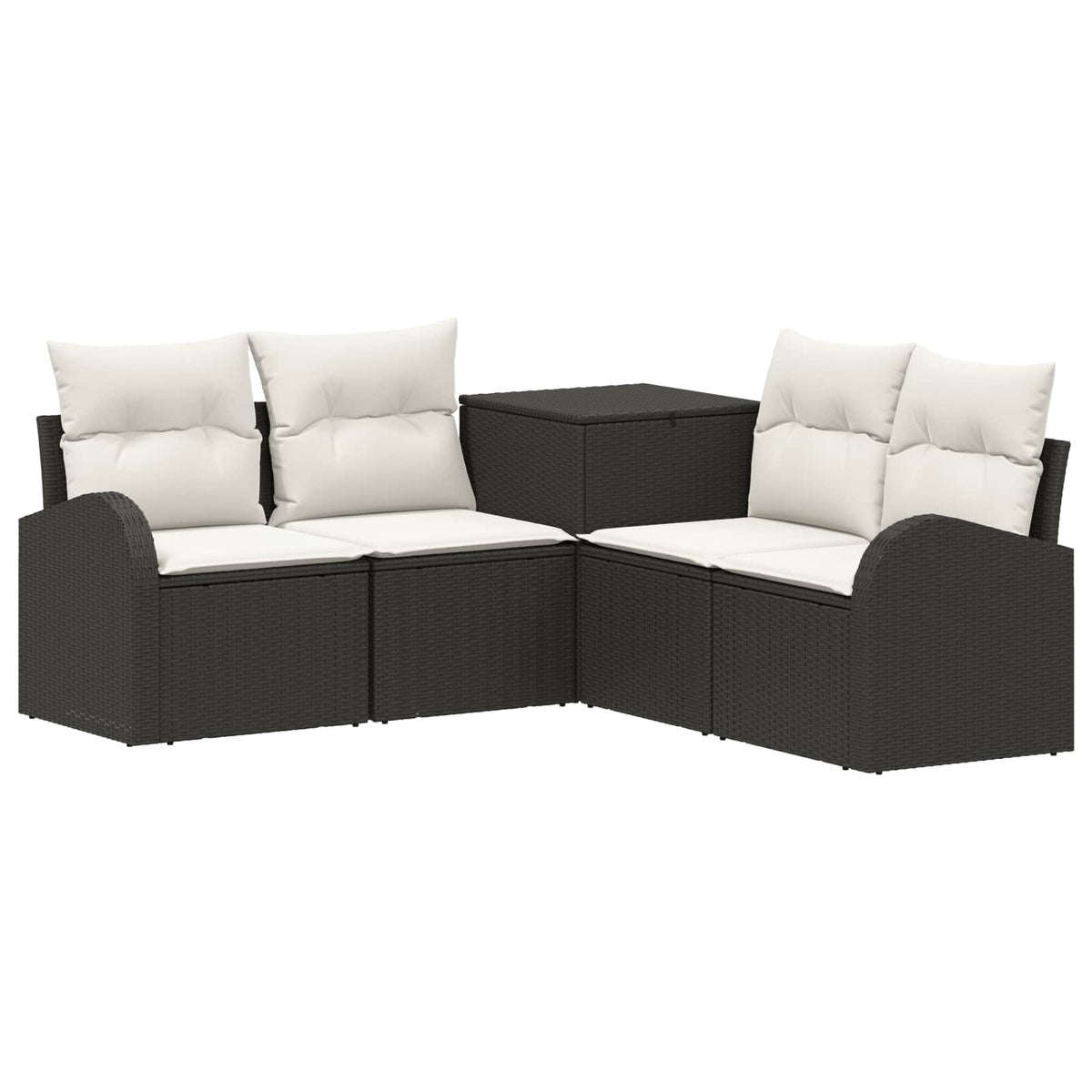 vidaXL Bankstel 5 st Zwart Poly Rattan en Staal