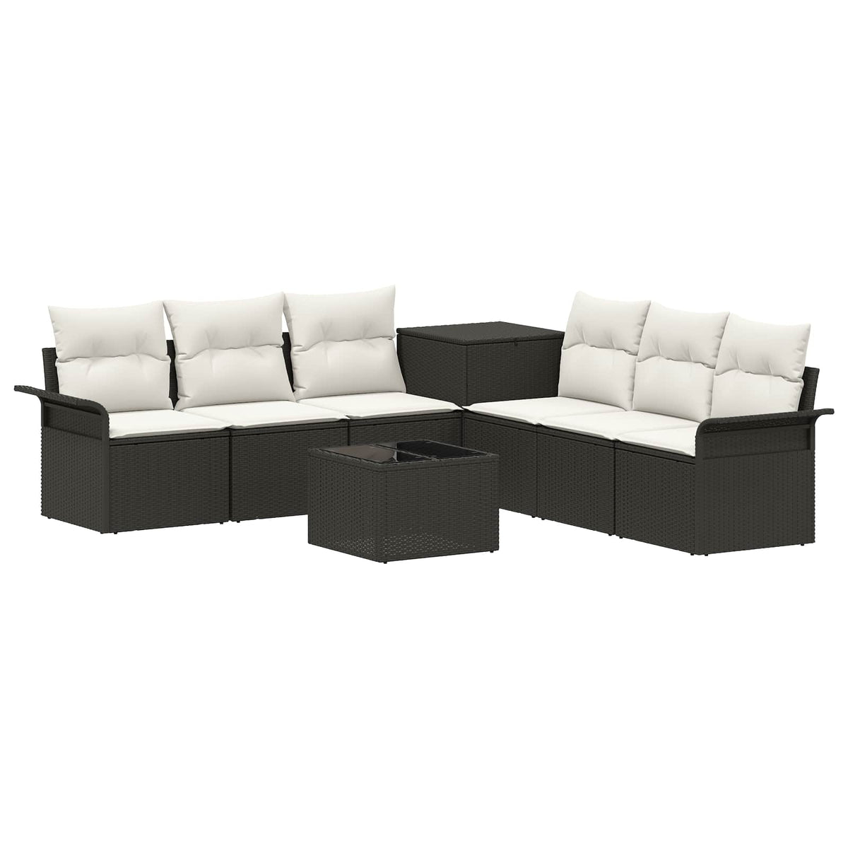 vidaXL Bankstel 8 st Zwart Poly Rattan en Staal