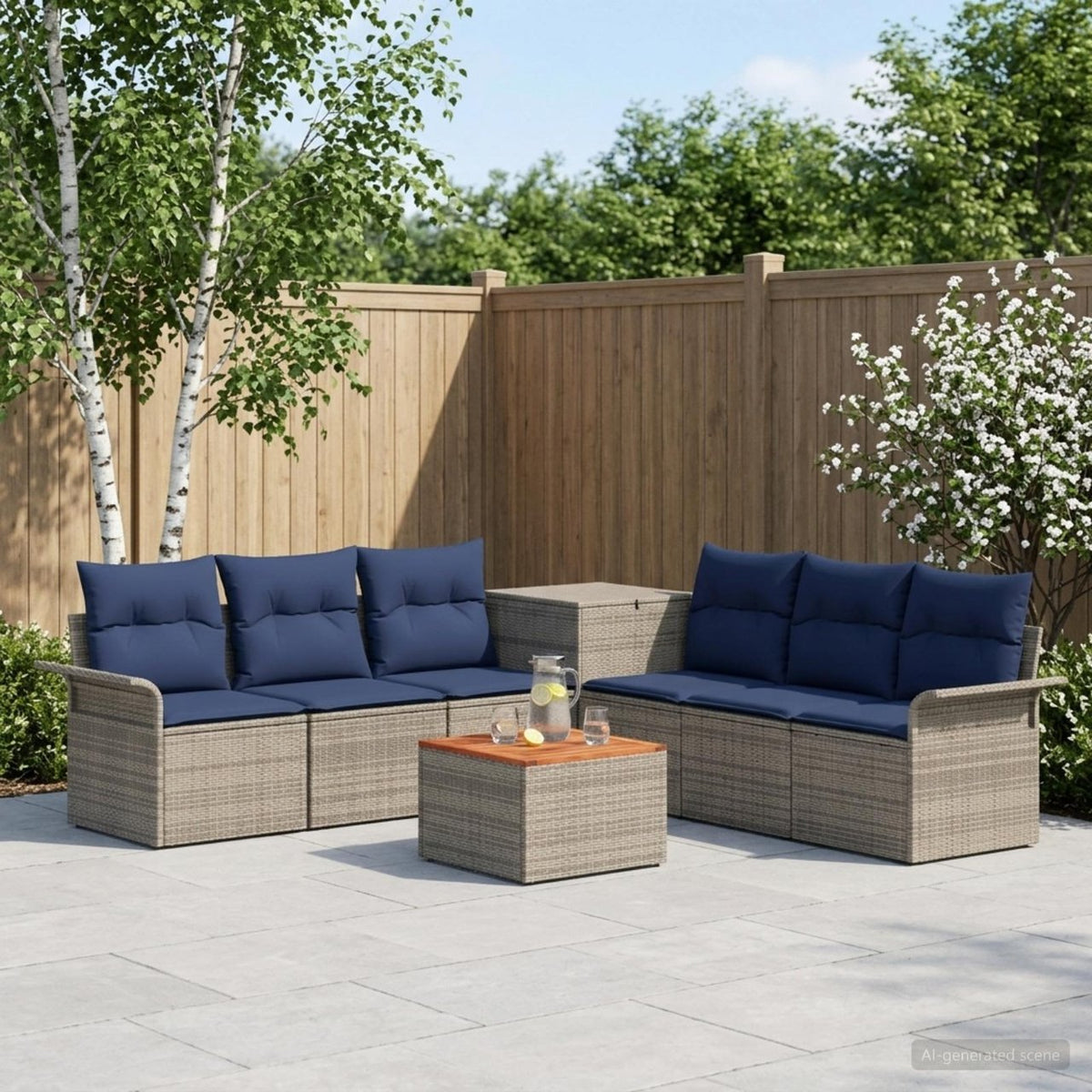 vidaXL Bankstel 8 st Zwart Poly Rattan en Staal