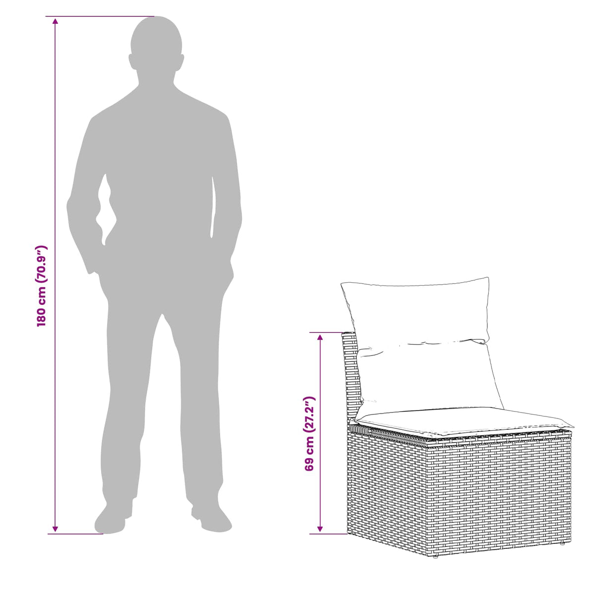 vidaXL Bankstel 8 st Zwart Poly Rattan en Staal