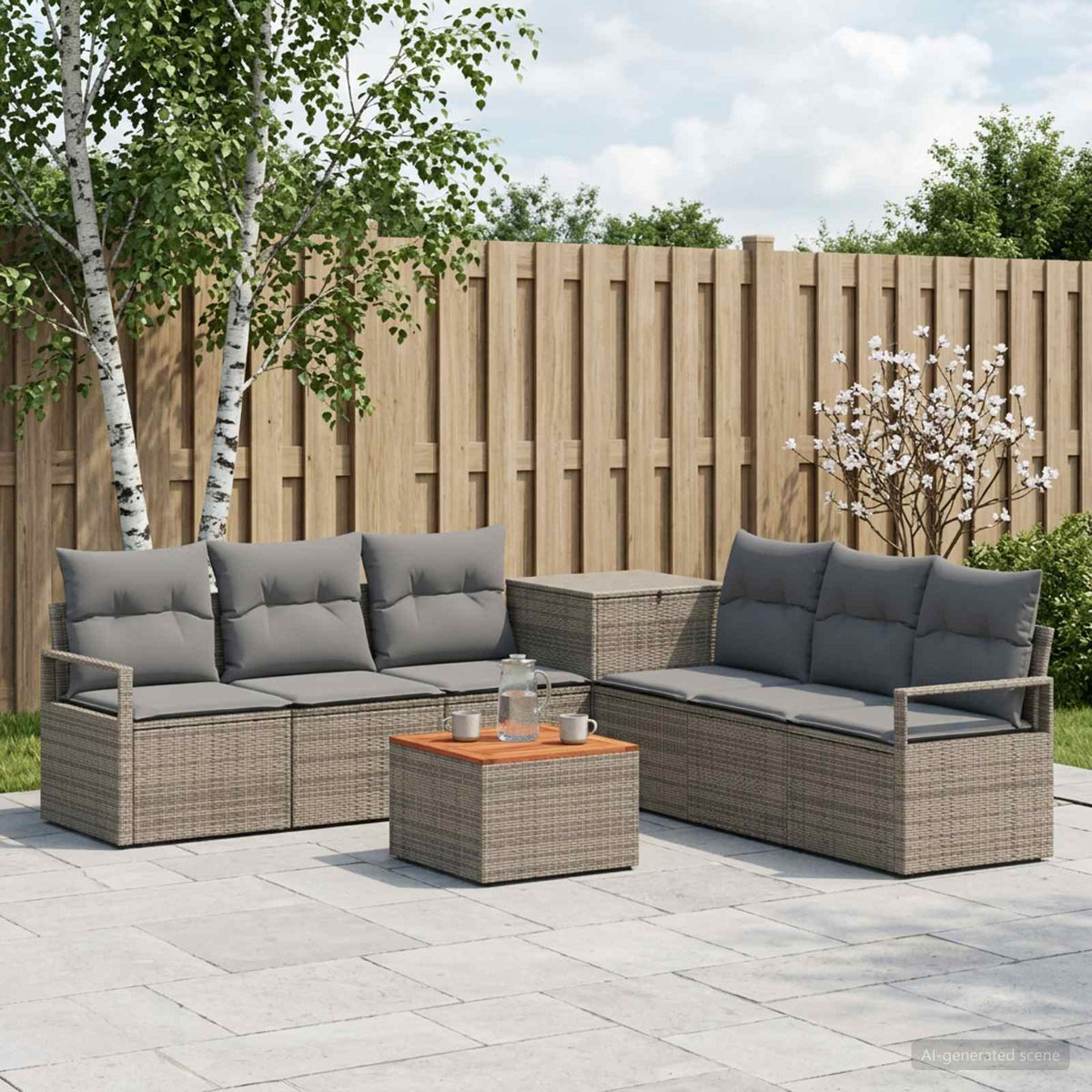 vidaXL Bankstel 8 st Zwart Poly Rattan en Staal