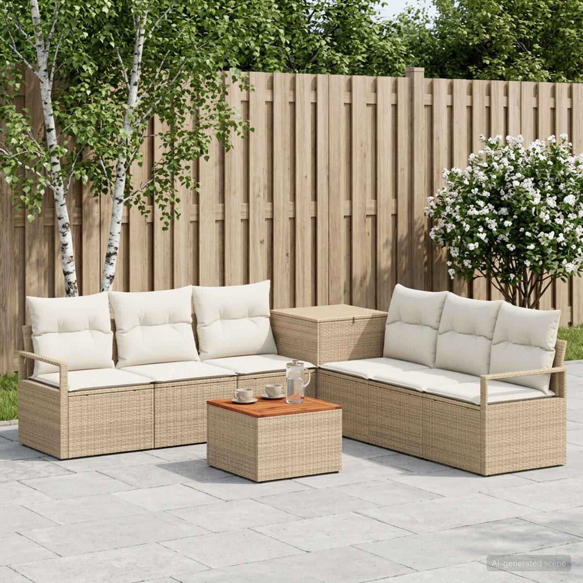 vidaXL Bankstel 8 st Zwart Poly Rattan en Staal